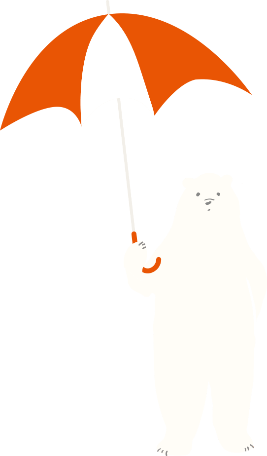 傘をさすシロクマ